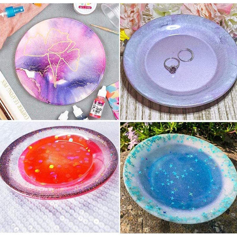 椭圆形碟子 巧巧diy水晶胶餐盘碟子收纳盘 平底碟子盘子 镜面硅胶模具