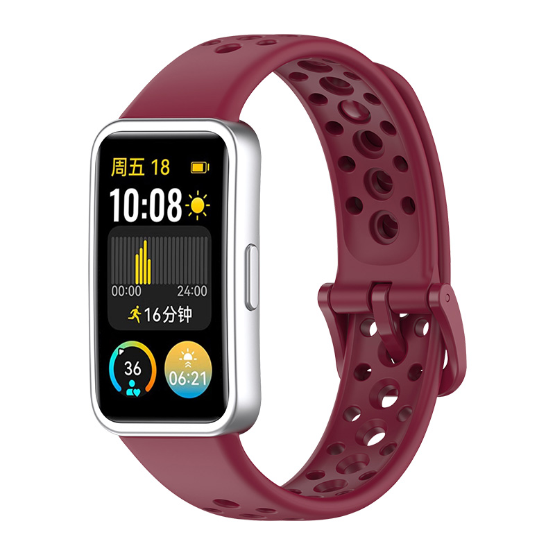 适用华为手环8/9/10表带nfc通用智能运动液态硅胶TPU透气防水表带高清大图