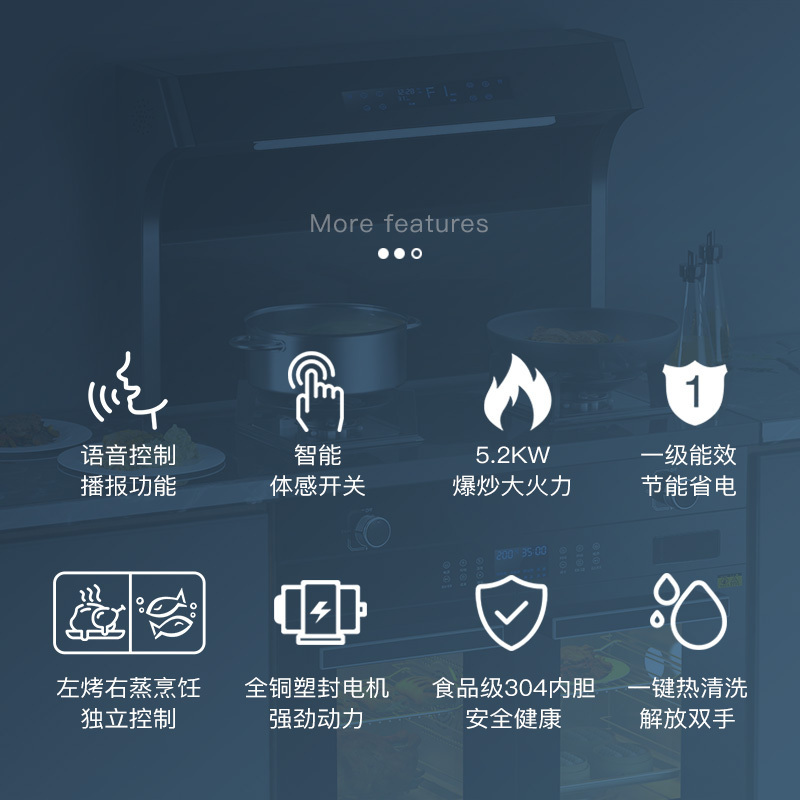 巧太太 JJZT-X7F D3厨房家用油烟机燃气灶消毒柜蒸烤箱一体式智能隔空挥手操控侧吸式下排烟集成灶(以选择款式为准)
