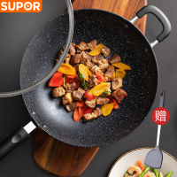 苏泊尔(SUPOR)炒锅不粘锅少油烟麦饭石色星星石不粘炒菜锅平底煎锅家用烹饪锅磁炉通用32cm EC32ZP01送硅胶铲