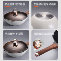 新思特钻石系列-炒锅ML-3215A八角锅不粘炒锅家用网红麦饭石炒菜锅煎锅燃气灶电磁炉专用墨绿色
