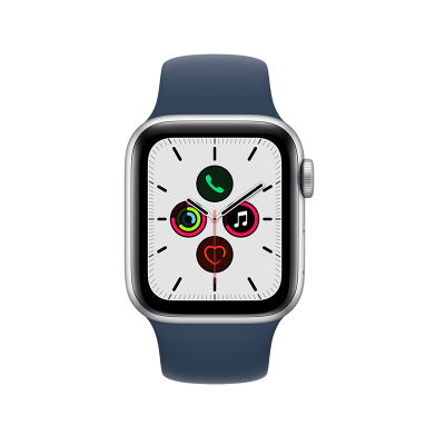 MKQ43CH/A Apple Watch SE 44毫米 GPS版 银色铝金属表壳深邃蓝色运动型表带