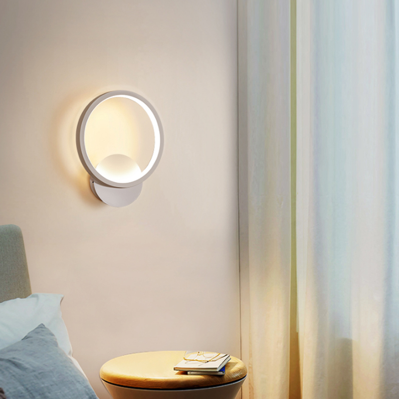 现代简约卧室房间床头灯温馨北欧客厅纳丽雅方型圆形背景墙创意过道