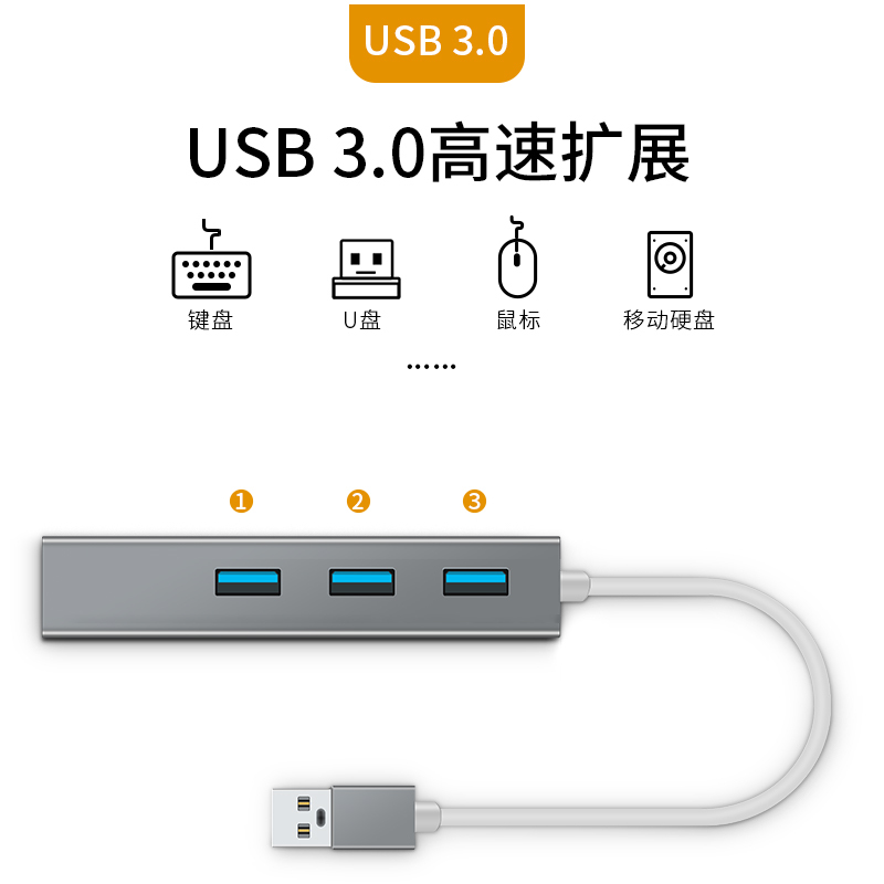usb转网线转换器适用macbook华为联想华硕荣耀air分线器转接千兆网卡接 USB百兆2.0接口[象牙白]+不送网线