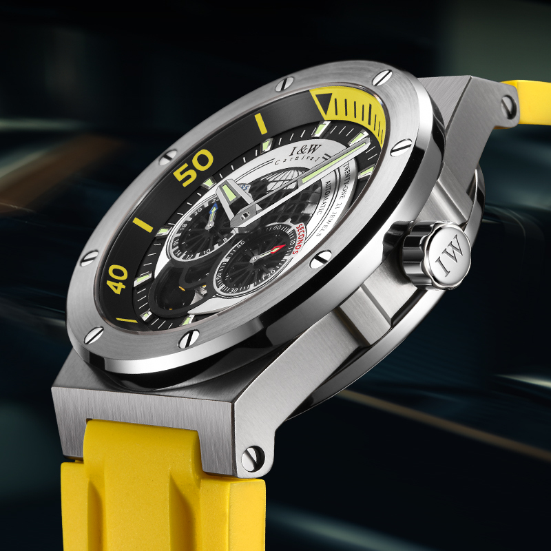 瑞士品牌i&w carnival爱沃驰手表全自动机械表男表防水时尚橡胶带