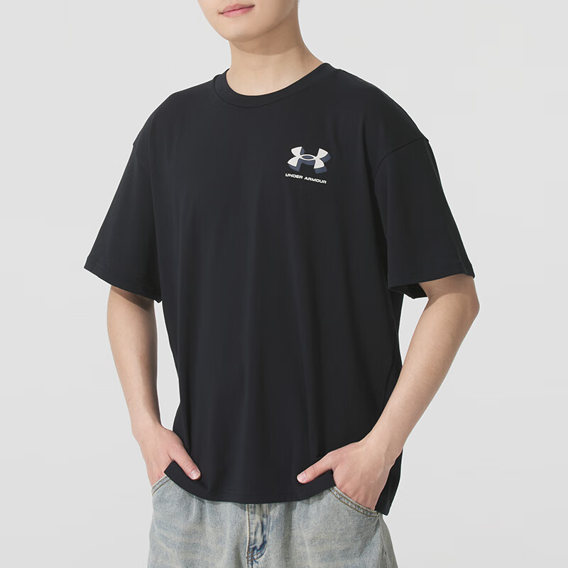 安德玛(Under Armour)男装新款运动服透气宽松圆领训练服健身休闲短袖t恤衫1382904-001 ZP高清大图