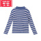 可莉允儿童撞色条纹半高领高弹针织上衣秋冬男童女童中领打底毛衣