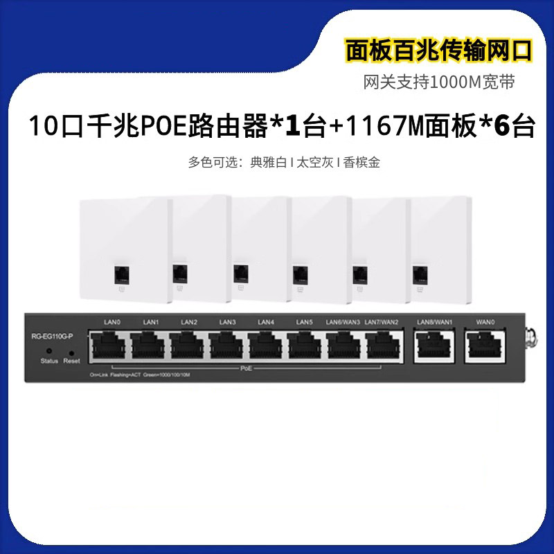 爱因 (Ay) RG-EAP 102E 千兆面板AP双频 1200M无线覆盖路由器高清大图
