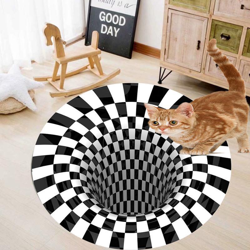 款式三:3D眩晕地毯-编号3D-3 直径40 X 40 厘米[偏小- 养狗神器逗猫神器3D眩晕地毯旋涡陷阱地垫立体错