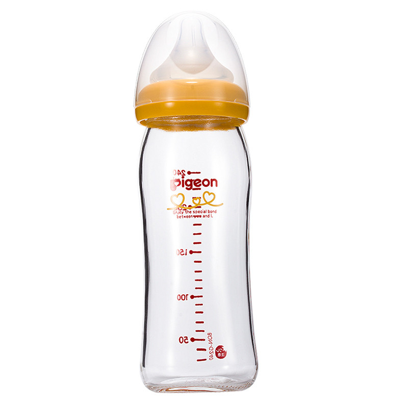 贝亲母乳实感 耐热玻璃奶瓶 黄色 240ml高清大图