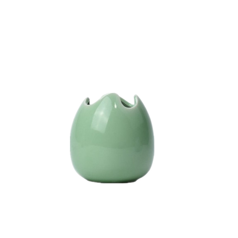 龙泉青瓷陶瓷清新小花器家居装饰品水培容器绿萝茶道摆件时尚花插 三维工匠 透明弟窰梅子青高清大图