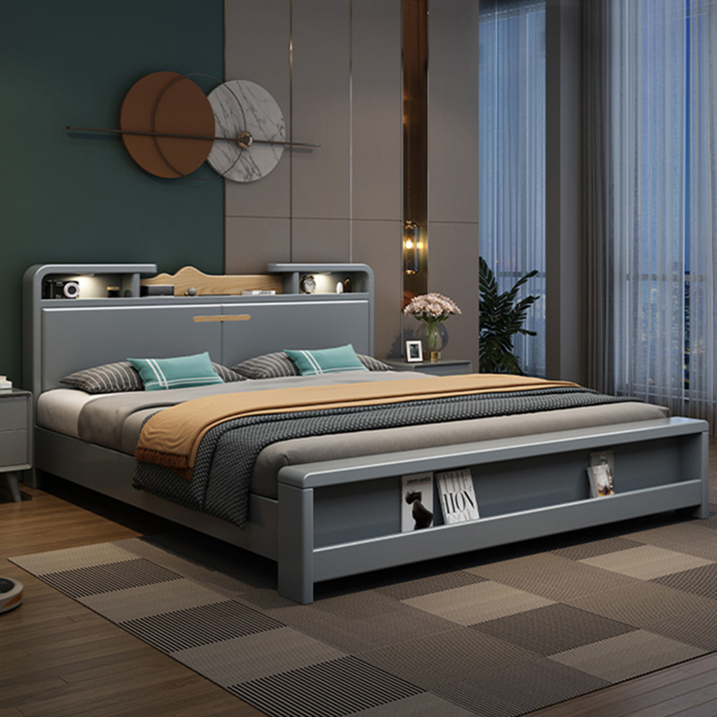 兰秀家居新款储物实木床北欧18m现代简约15米主卧双人床高箱床