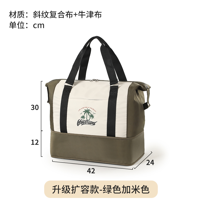 行李袋旅行包短途女轻便手提大容量出差登机旅游健身待产包收纳袋 升级扩容款-藏青加紫色