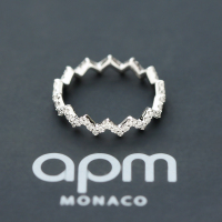 APM Monaco简约Z字形戒指女 气质食指戒男 时尚精致无名指环银首饰A17931OX/R17931OX