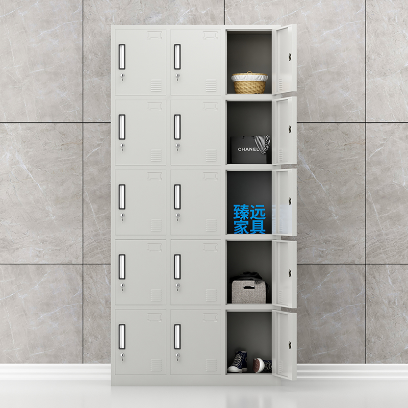 臻远 ZY-SY-23 铁皮十五门更衣柜 90*35*180cm(单位:台)灰白色高清大图