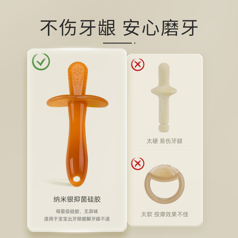 protefix磨牙棒婴儿牙胶6个月以上出牙期硅胶玩具4防吃手神器宝宝咬胶2255