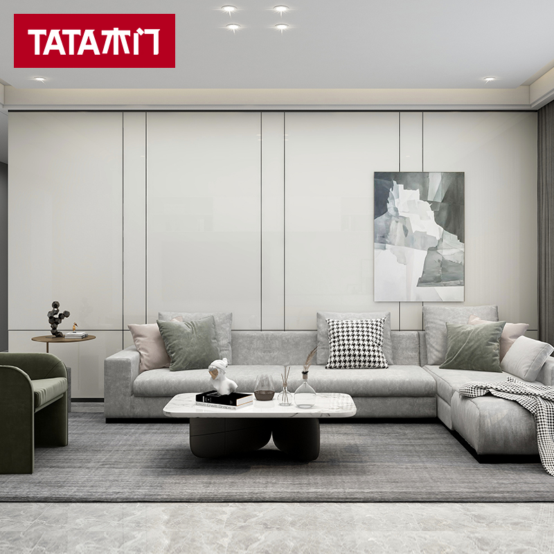 tata木门定制沙发背景墙卧室客厅护墙板背景墙极简ins风墙板sq202视频