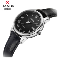 天霸(TIANBA)复古时尚休闲女士皮带手表经典表盘专柜同款石英表 女TL3011.01PK 黑色