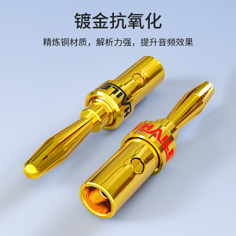 HAILE海乐音频线音箱线专用接线端子 免焊接 2对纯铜香蕉头音频插头 XJ-01高清大图