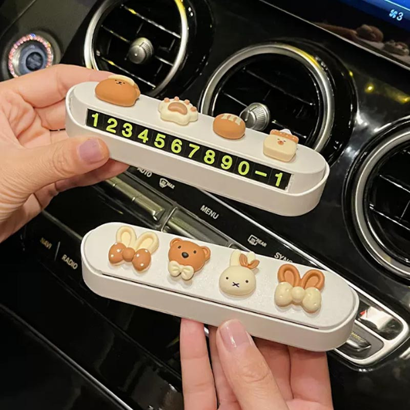 车载临时停车牌号码牌车上卡通创意摆件汽车移车挪车卡电话可爱女
