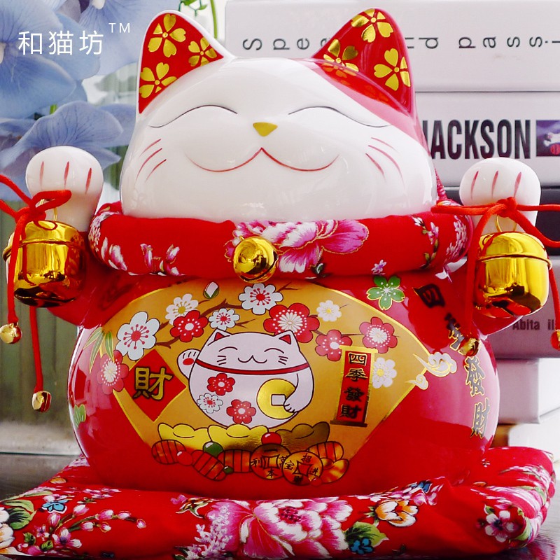 猫摆件10寸大号陶瓷猫存钱储蓄商铺开业居家摆设装饰 三维工匠 7寸千客万来猫高清大图