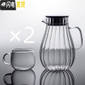 三维工匠玻璃凉水壶耐高温家用大容量杯防爆扎壶果汁凉白开茶壶套装冷水壶 玻璃花瓣壶大号2.0L+2龙胆杯