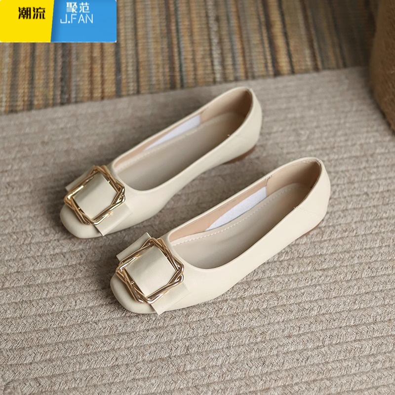 聚范红青蜓乐福鞋女一脚蹬2024新款英伦风小皮鞋软皮软底平底单鞋高清大图