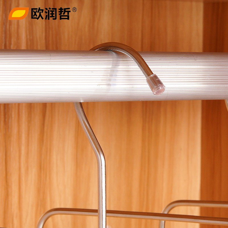 欧润哲(ORANGE) 3只装不锈钢多层裤架 衣柜裤夹子 衣物整理架 晾晒收纳架 106680