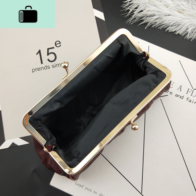 新款女士长款手拿包简约短款钱包搭扣包手机口金包卡包色NEW LAKE高清大图