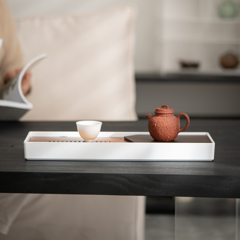 苏氏陶瓷(SUSHI CERAMICS)知雅几何重竹盘面密胺底托新中式茶盘
