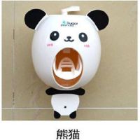 挤器牙膏儿童卡通自动壁挂懒人宝宝刷牙洗的洗漱漱口牙刷架牙膏器|熊猫（1个挤牙膏器） +1个单人配套挂杯