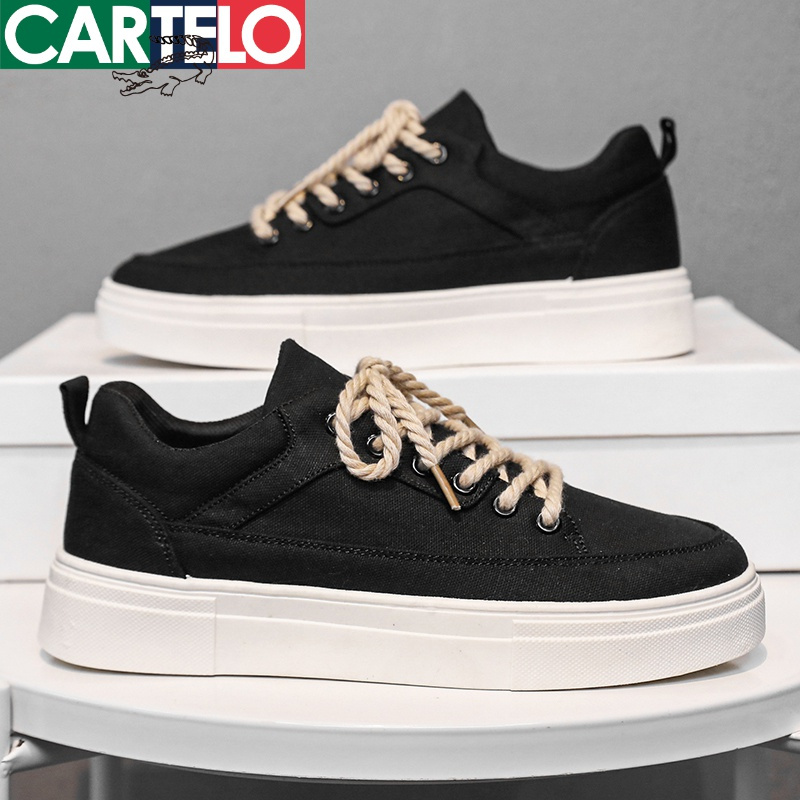 卡帝乐鳄鱼cartelo新款百搭透气男鞋时尚休闲鞋男士潮流板鞋帆布鞋