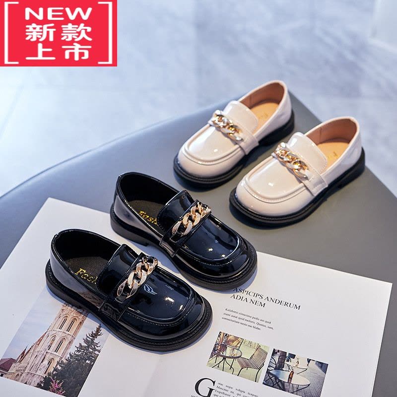 可莉允女童皮鞋2022春季新款韩版软底亮面黑色公主鞋子儿童小女孩乐福鞋运动休闲鞋图片