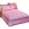 美帮汇床罩床裙式单件床套床群带蕾丝花边款公主风少女夹棉加厚床单围裙 粉色 120x200[单件床裙]