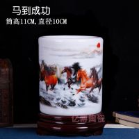 马到成功(含底座) 景德镇陶瓷花瓶摆件客厅博古架中式家居装饰品摆设工艺品插花花瓶