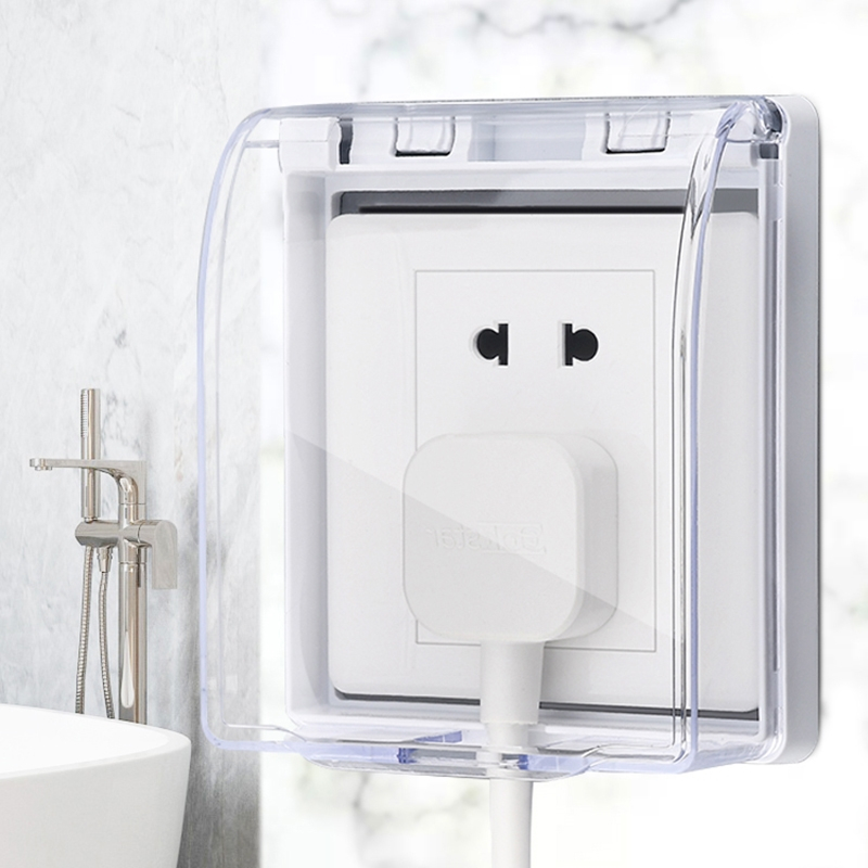 闪电客厨房浴室加高防溅盒户外开关漏电插座面板罩保护盖盒家用