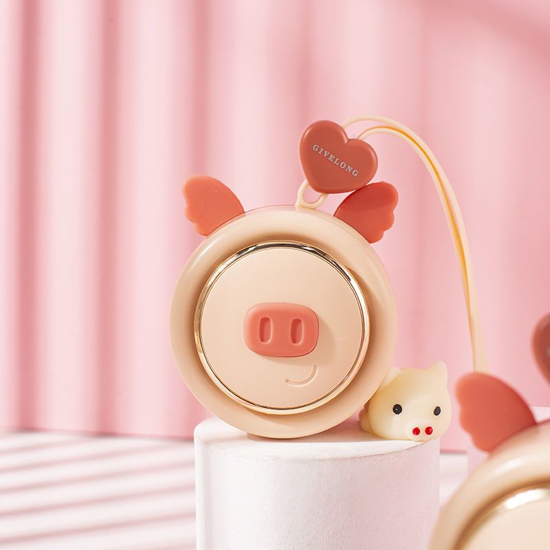 挂绳小猪风扇懒人挂脖子旅游迷你充电风扇无叶学生旅行风扇随身 随机