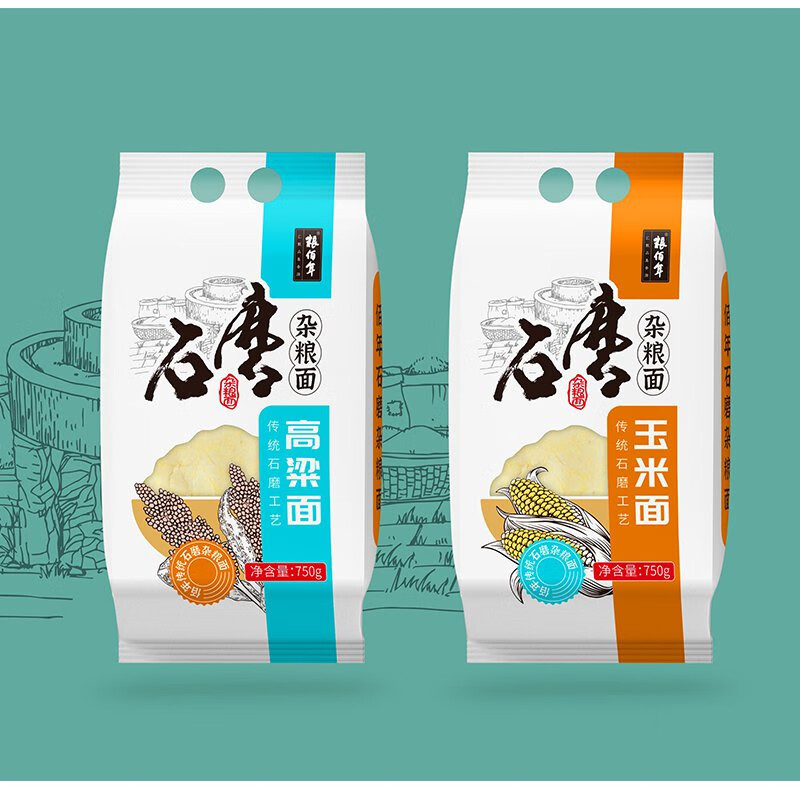 粮佰年石磨杂粮玉米面粉750g