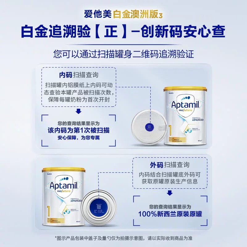 有效期到28年1月-3罐装 | Aptamil 澳洲爱他美 白金版 (土豪金)1段婴幼儿配方奶粉(0-6个月)800g高清大图