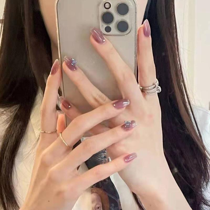 手工光疗甲夏季美甲贴片假指甲贴片冰透显白美甲成品穿戴甲片黛瑞森显