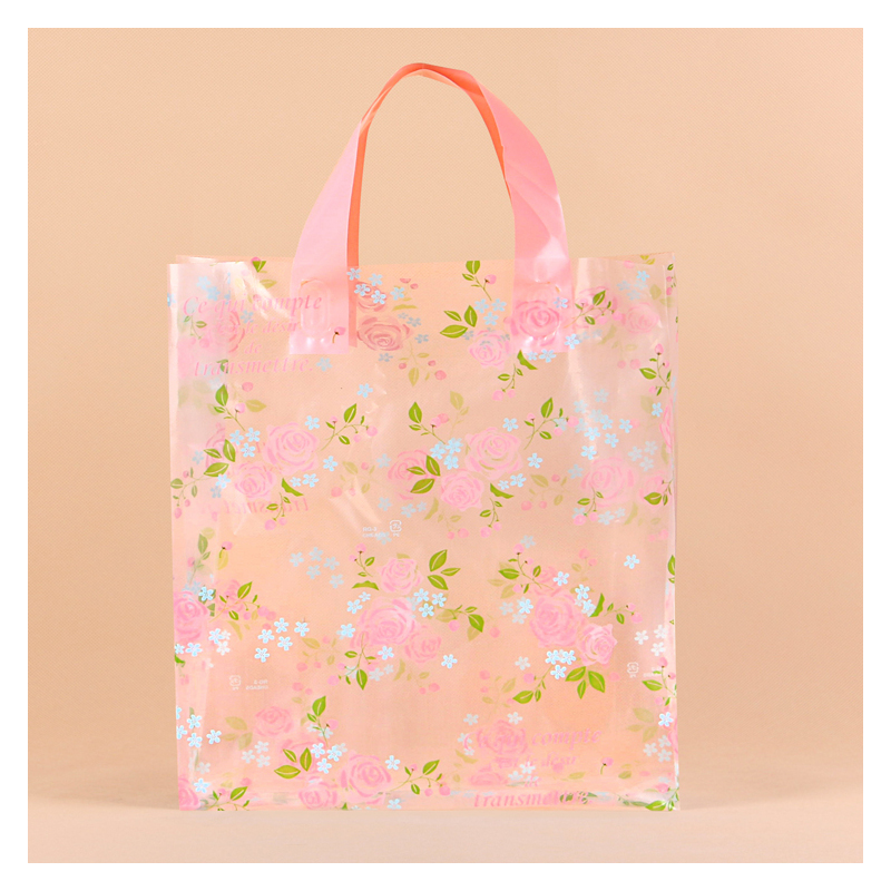 加厚服装袋手提袋礼品袋装衣服店袋子包装购物袋化妆品袋胶袋|玫瑰花 宽30高38测825个一包