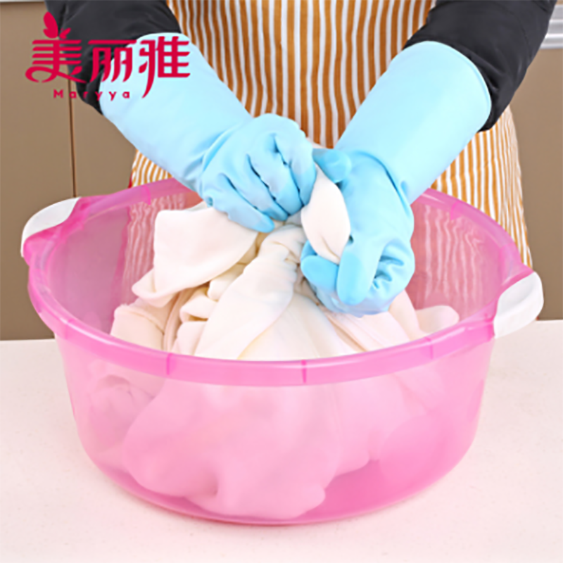 美丽雅洗碗手套防水橡胶乳胶厨房刷碗洗衣衣服清洁家务塑胶胶皮 2副