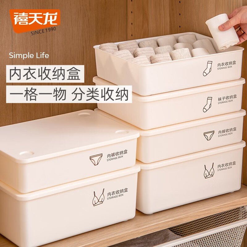 禧天龙(Citylong) 内衣收纳盒袜子内裤无格宿舍家用神器衣柜内衣裤整理盒 H-9189[白色]高清大图