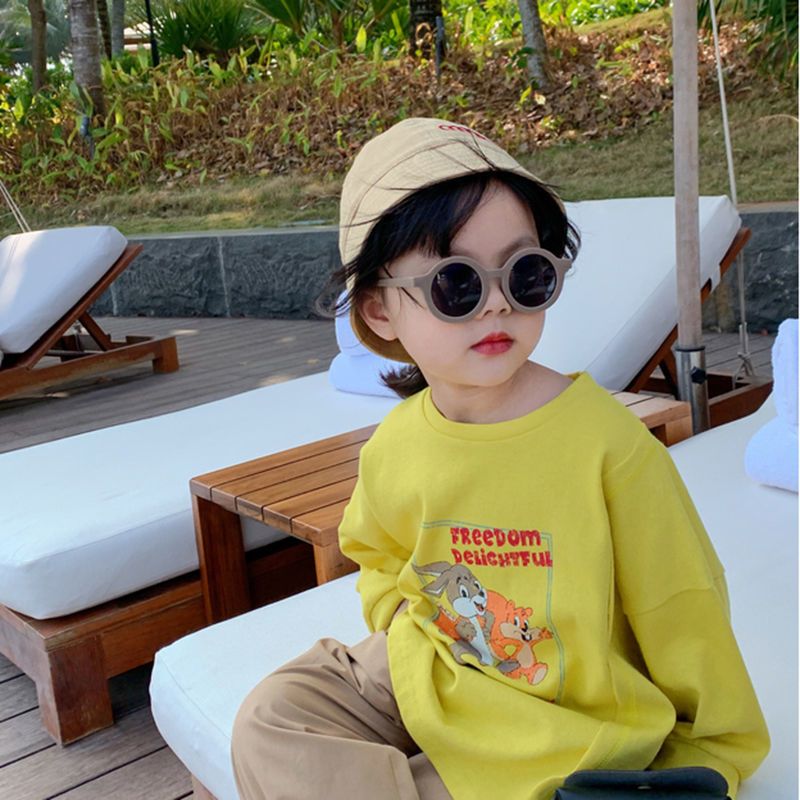 儿童墨镜宝宝防紫外线太阳眼镜男女童复古太阳镜小孩百搭圆框眼镜