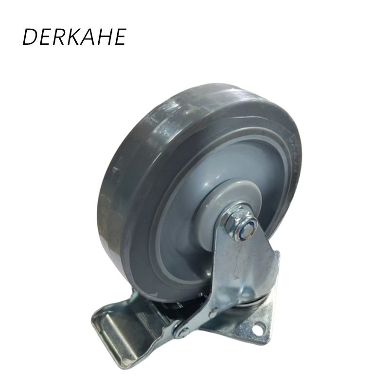 DERKAHE 中型手推车聚氨酯轮 φ63×32(2.5寸) 万向刹车款 个高清大图