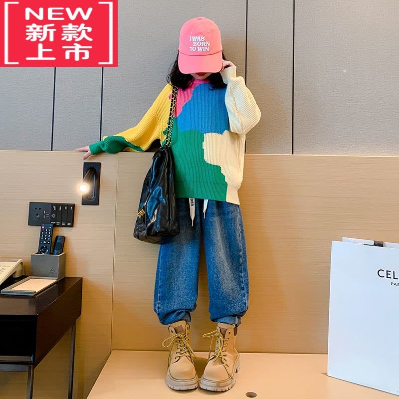 可莉允女童毛衣秋冬款加绒厚大儿童针织打底衫2022新款冬季洋气女孩上衣图片