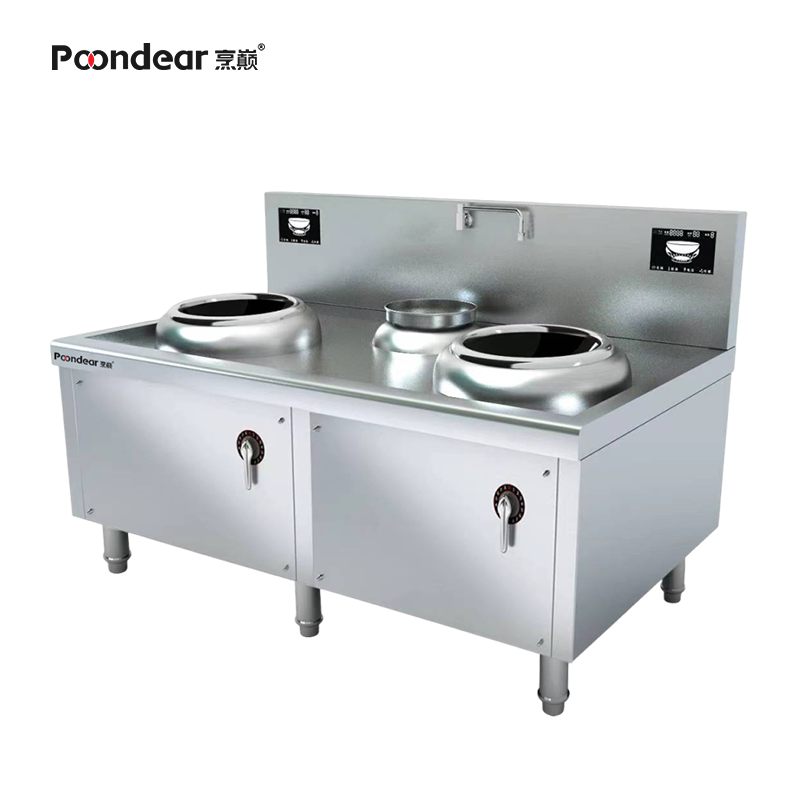 商用电磁小炒炉大功率凹面电磁灶小炒灶 两主一副 24kw PDC-X400Ⅱ-E112Y