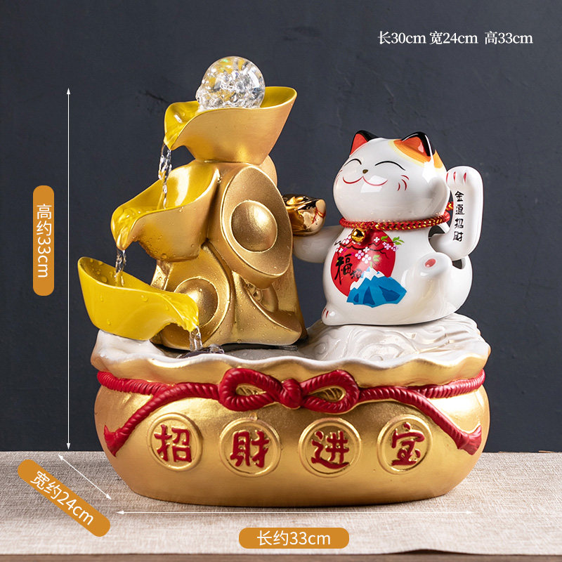 猫摆件自动招手店铺开业收银台小号桌面流水电动摇手发财猫 三维工匠 进宝(招福)30*24*33cm猫高清大图