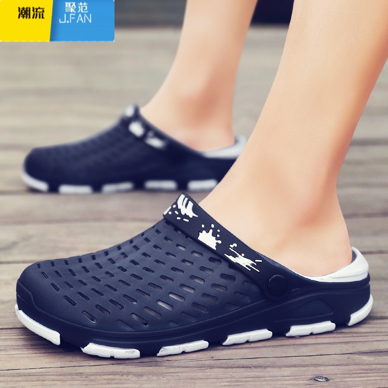 聚范2024新款鞋子拖鞋洞洞鞋夏季网红男士外穿两用半拖鞋防滑凉鞋男款高清大图