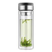 富光双层玻璃杯男女士隔热办公水杯带滤网茶隔便携茶水杯 320ml